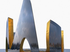 waterfront skyscraper building 3D 모델