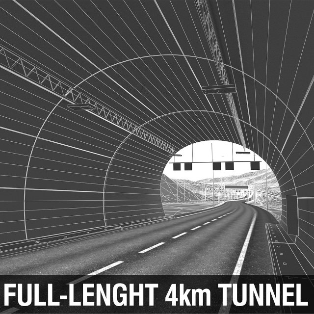 full-lenght tunnel with terrain 3D-Modell .c4d .max .obj .3ds .fbx .stl .blend 
