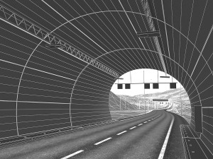 full-lenght tunnel with terrain 3D Model