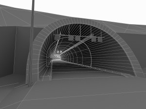 full-lenght tunnel with terrain 3D-Modell