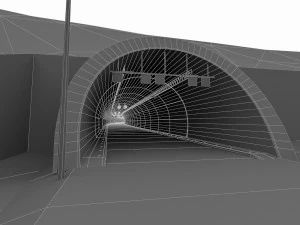 full-lenght tunnel with terrain 3D Model