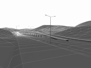 full-lenght tunnel with terrain 3D Model