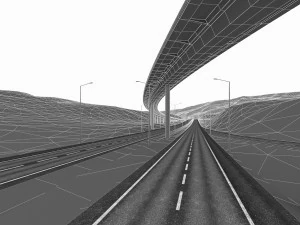 full-lenght tunnel with terrain 3D Model