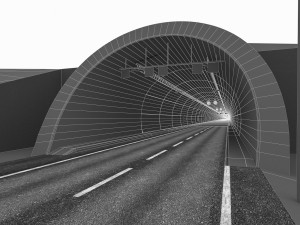 full-lenght tunnel with terrain 3D-Modell