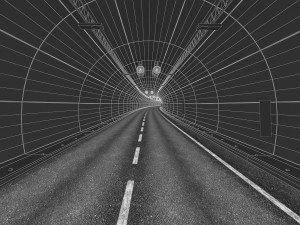 full-lenght tunnel with terrain 3D-Modell