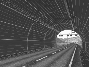 full-lenght tunnel with terrain 3D-Modell