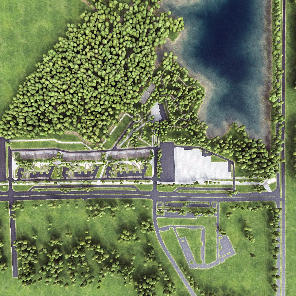 residential area and park 3D Model .c4d .max .obj .3ds .fbx .stl .blend