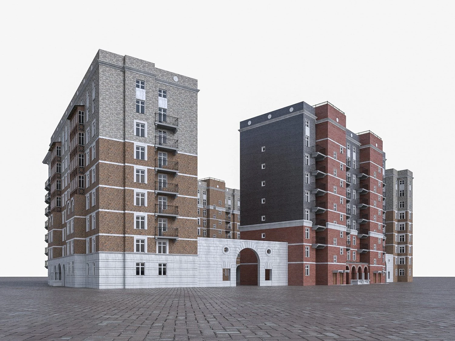 apartment residential building 3D Model .c4d .max .obj .3ds .fbx .stl .blend 