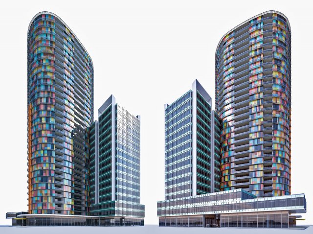 residential building 01 3D Model .c4d .max .obj .3ds .fbx .stl .blend 