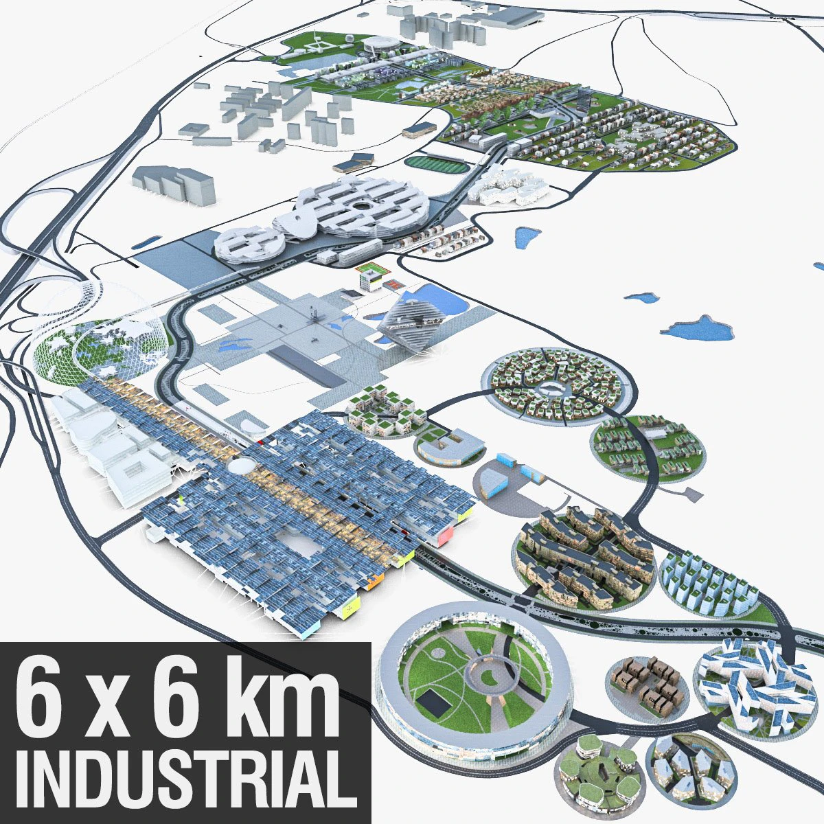 mixed-use development business area 3D Model .c4d .max .obj .3ds .fbx .stl .blend 