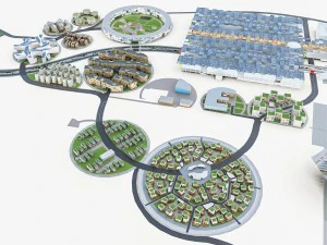 mixed-use development business area 3D Model