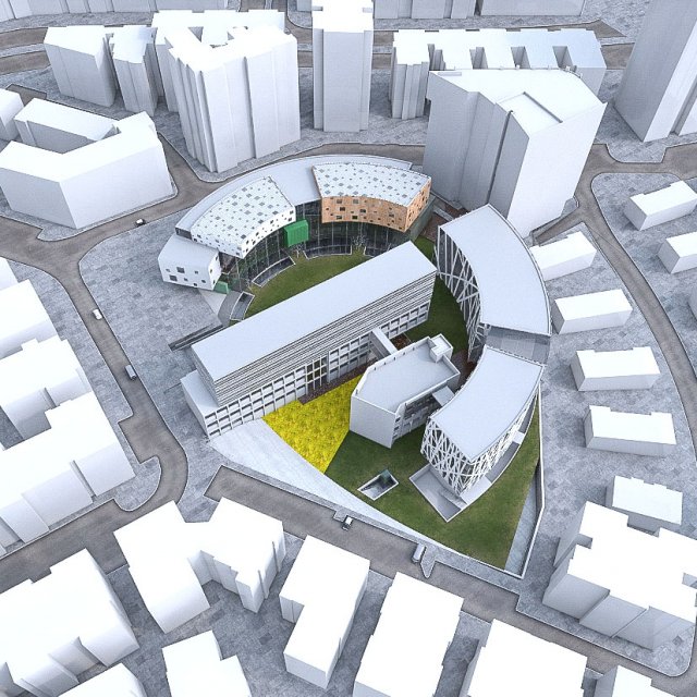 university buildings set 3D मॉडल .c4d .max .obj .3ds .fbx .stl .blend 