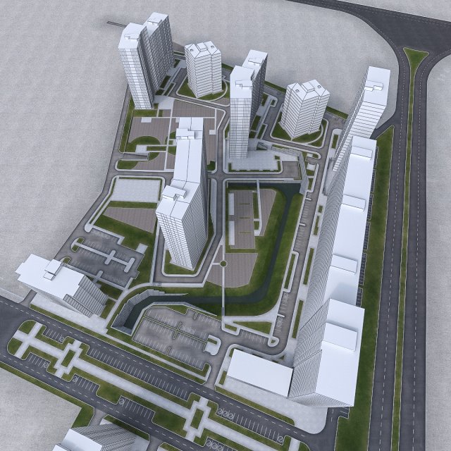 residential urban area 3D 모델 .c4d .max .obj .3ds .fbx .stl .blend