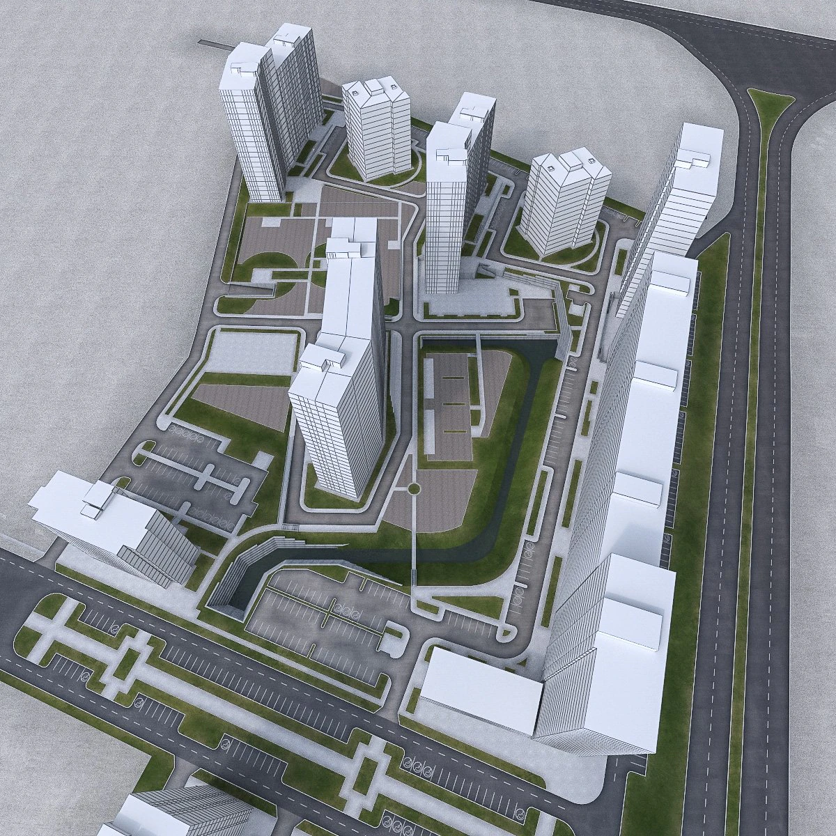 residential urban area 3D Model .c4d .max .obj .3ds .fbx .stl .blend