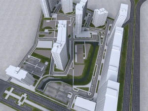 市区住宅区 3D 模型