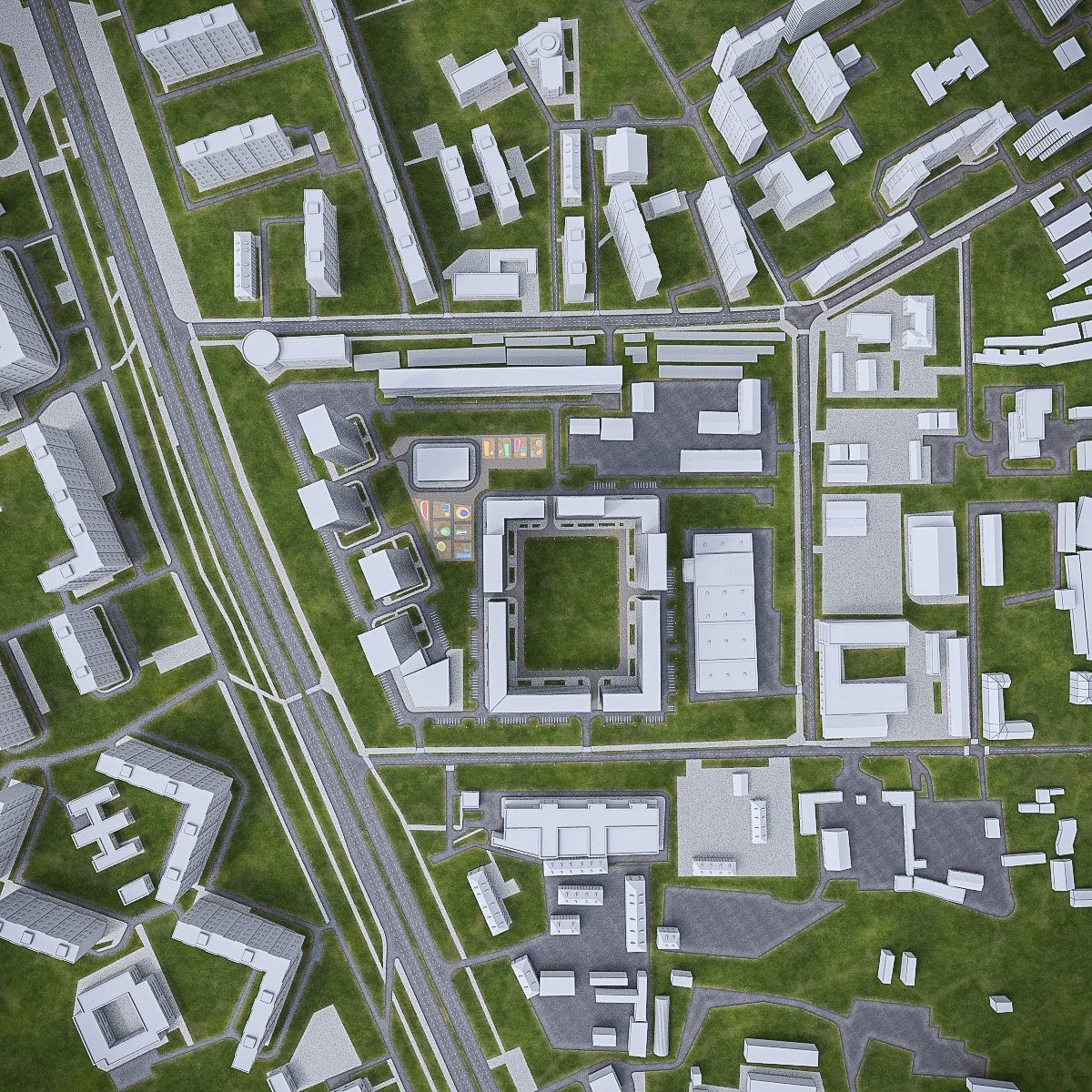 residential urban area 3D Model .c4d .max .obj .3ds .fbx .stl .blend 