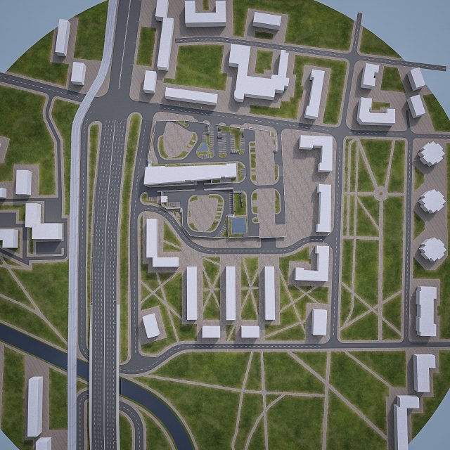 city urban area territory Modello 3D .c4d .max .obj .3ds .fbx .stl .blend