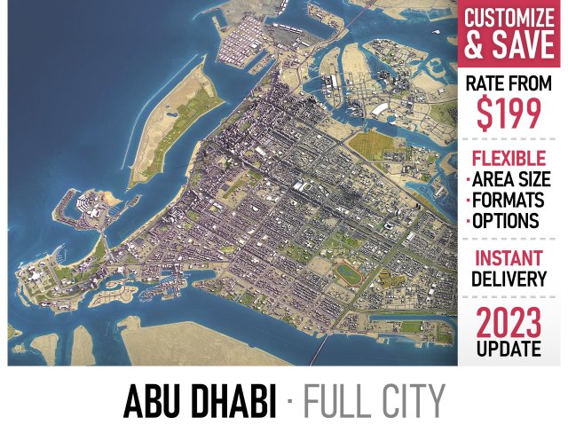 Abu Dhabi - City 3D Model .c4d .max .obj .3ds .fbx .stl .blend 