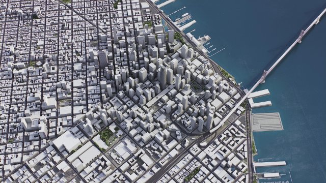 San Francisco - 3D City Model 3Dモデル .c4d .max .obj .3ds .fbx .stl .blend 