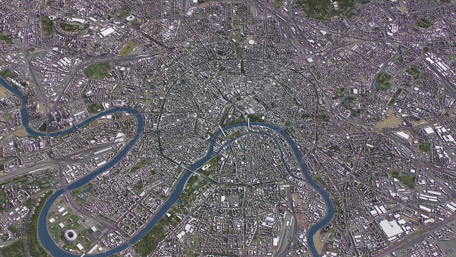 Moscow - 3D City Model 3D Model .c4d .max .obj .3ds .fbx .stl .blend