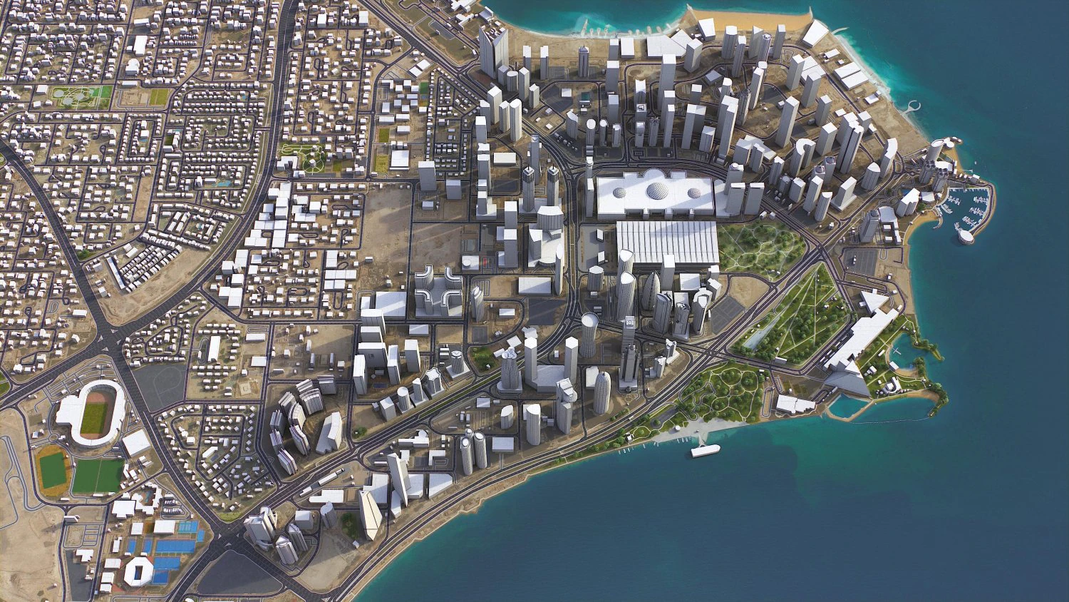 Doha - 3D City Model 3D Model .c4d .max .obj .3ds .fbx .stl .blend