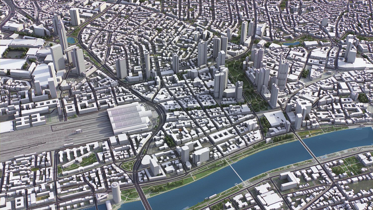Frankfurt - 3D City Model 3D Model .c4d .max .obj .3ds .fbx .stl .blend