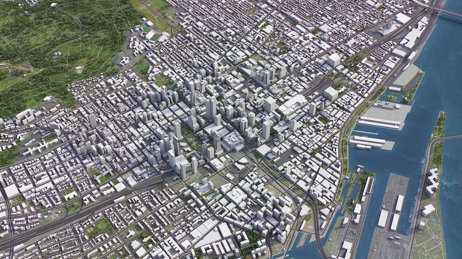 Montreal - 3D City Model 3D Model .c4d .max .obj .3ds .fbx .stl .blend 