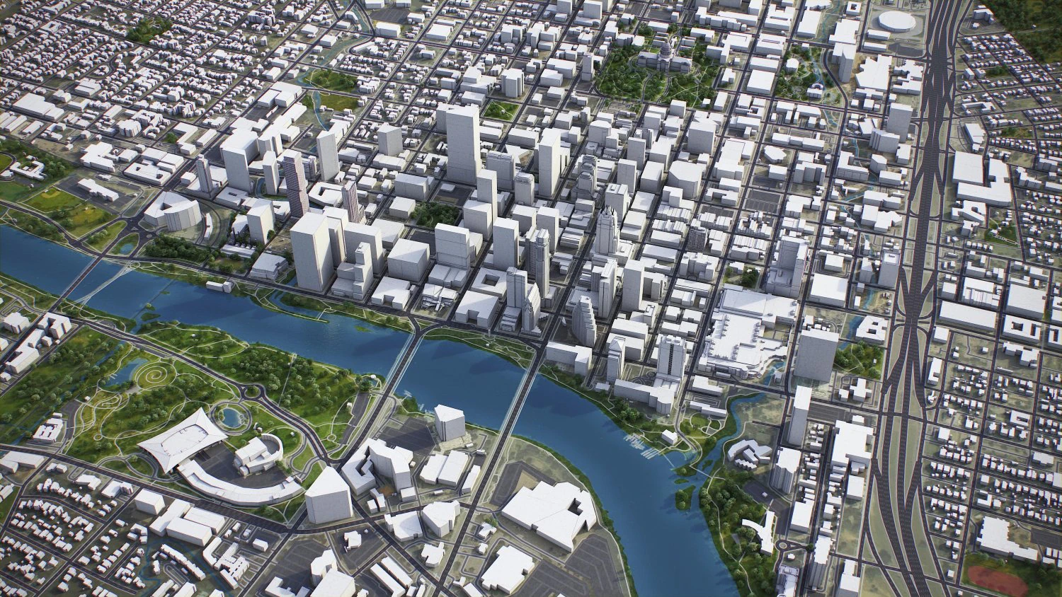 Austin - 3D City Model 3D Model .c4d .max .obj .3ds .fbx .stl .blend 