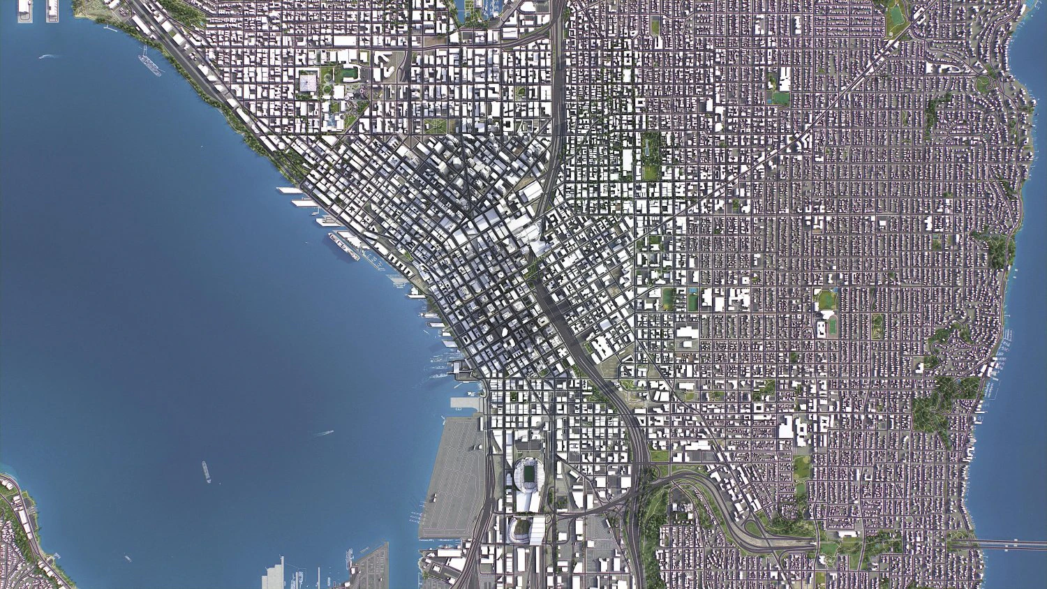 Seattle - 3D City Model 3D Model .c4d .max .obj .3ds .fbx .stl .blend 