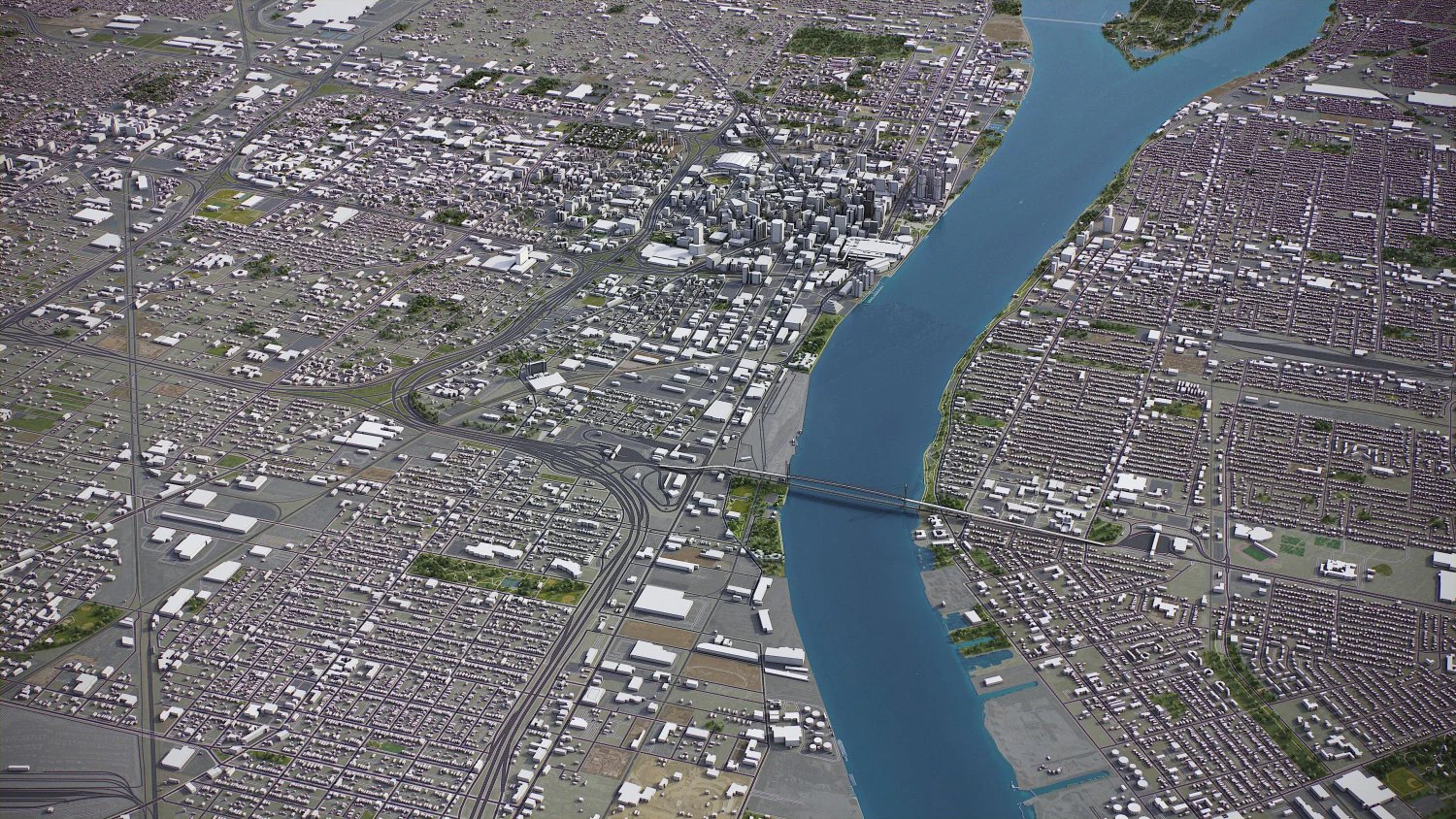 Detroit - 3D City Model 3D Model .c4d .max .obj .3ds .fbx .stl .blend 