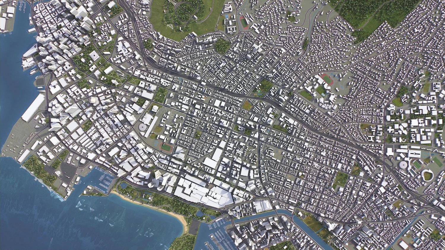 Honolulu - 3D City Model 3D Model .c4d .max .obj .3ds .fbx .stl .blend 
