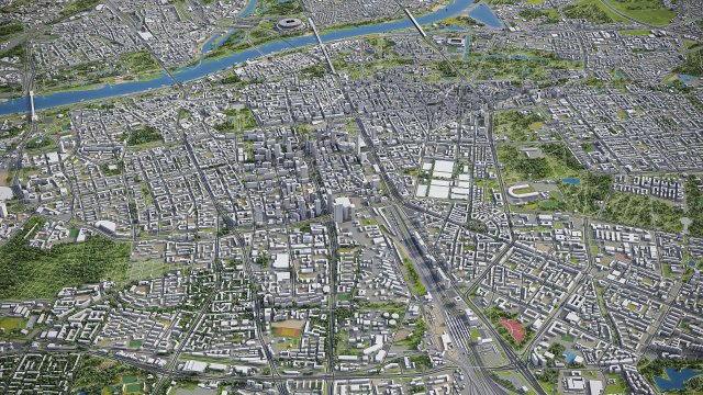 Warsaw - 3D City Model Model 3D .c4d .max .obj .3ds .fbx .stl .blend 