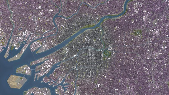 Osaka - 3D City Model 3D मॉडल .c4d .max .obj .3ds .fbx .stl .blend 