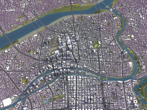 Osaka - 3D City Model 3D मॉडल