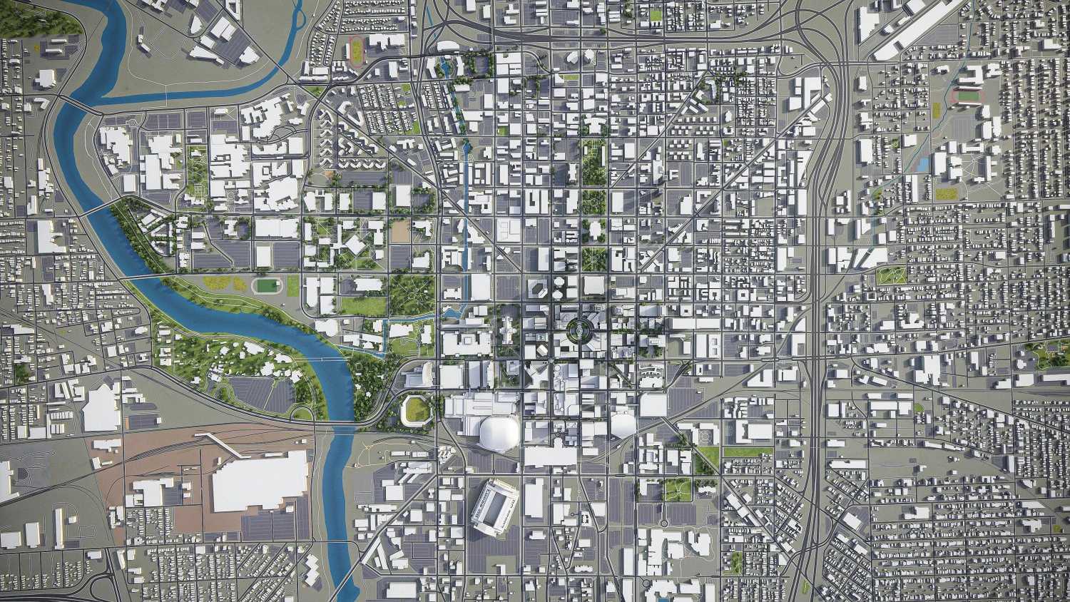 Indianapolis - 3D City Model 3D Model .c4d .max .obj .3ds .fbx .stl .blend 