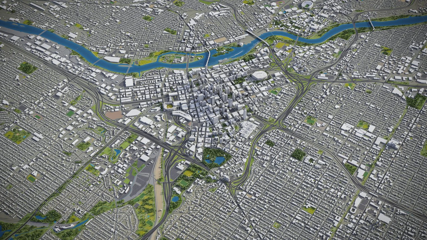 Minneapolis - 3D City Model 3D Model .c4d .max .obj .3ds .fbx .stl .blend