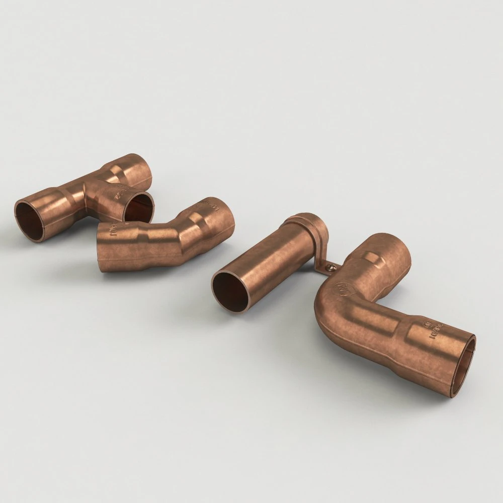copper pipes 3D Model .c4d .max .obj .3ds .fbx .stl .blend 