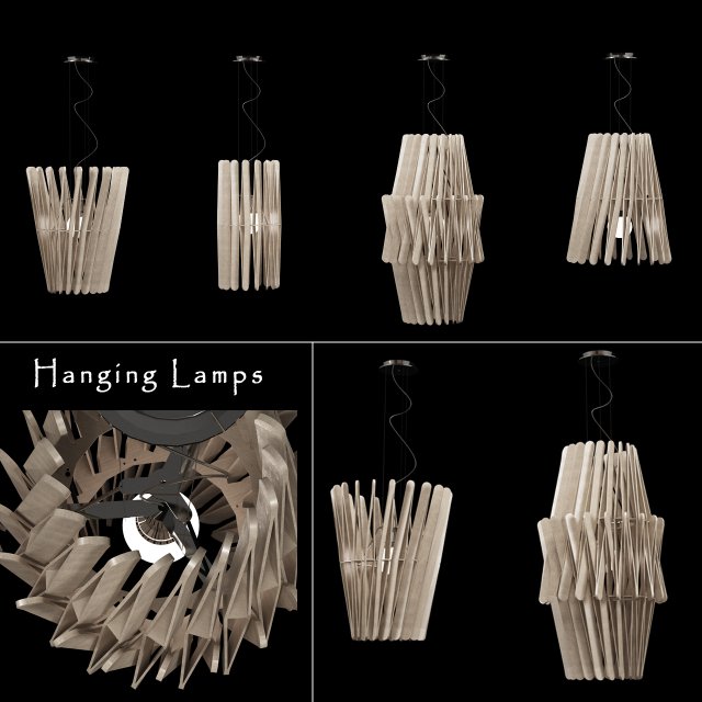 hanging lamps wooden 3D Model .c4d .max .obj .3ds .fbx .stl .blend 