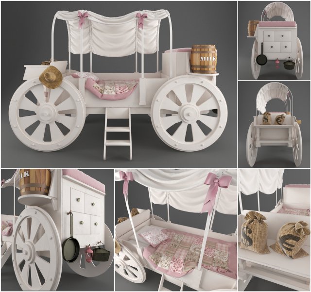 wild west children bed 3D 모델 .c4d .max .obj .3ds .fbx .stl .blend 
