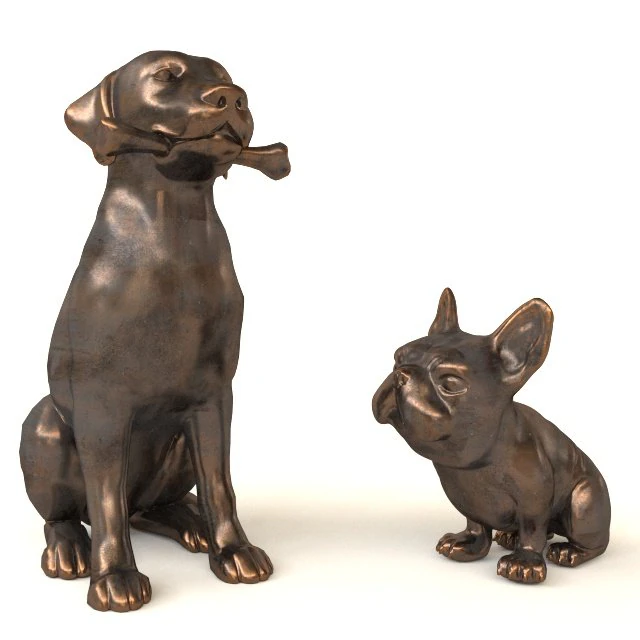 dogs statuette 3D Model .c4d .max .obj .3ds .fbx .stl .blend 