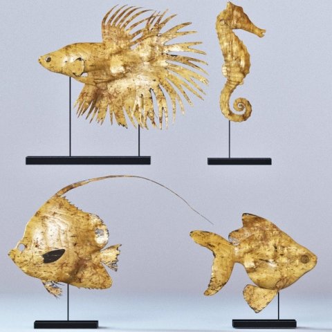 four fish figures Modello 3D .c4d .max .obj .3ds .fbx .stl .blend 