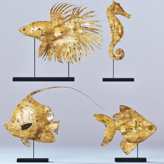 four fish figures 3D Model .c4d .max .obj .3ds .fbx .stl .blend