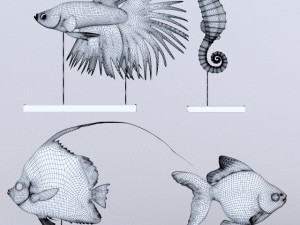 four fish figures Modello 3D