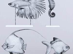four fish figures 3D Model