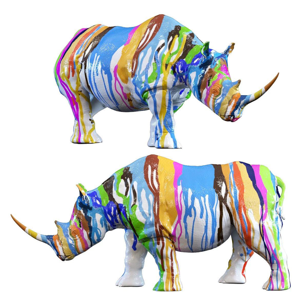 deco figurine rhino colore 26cm 3D Model .c4d .max .obj .3ds .fbx .stl .blend 