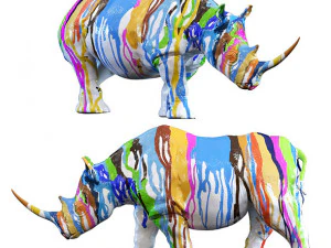 deco figurine rhino colore 26cm 3D Model