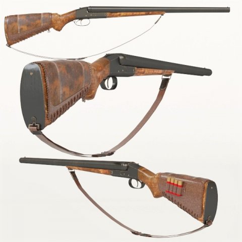 12 gauge duble barrel 3D Model .c4d .max .obj .3ds .fbx .stl .blend 