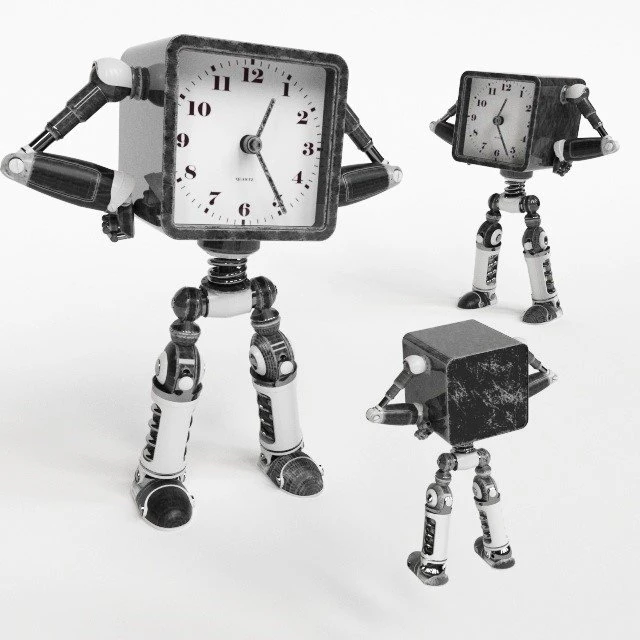 robot clock 3D Model .c4d .max .obj .3ds .fbx .stl .blend 