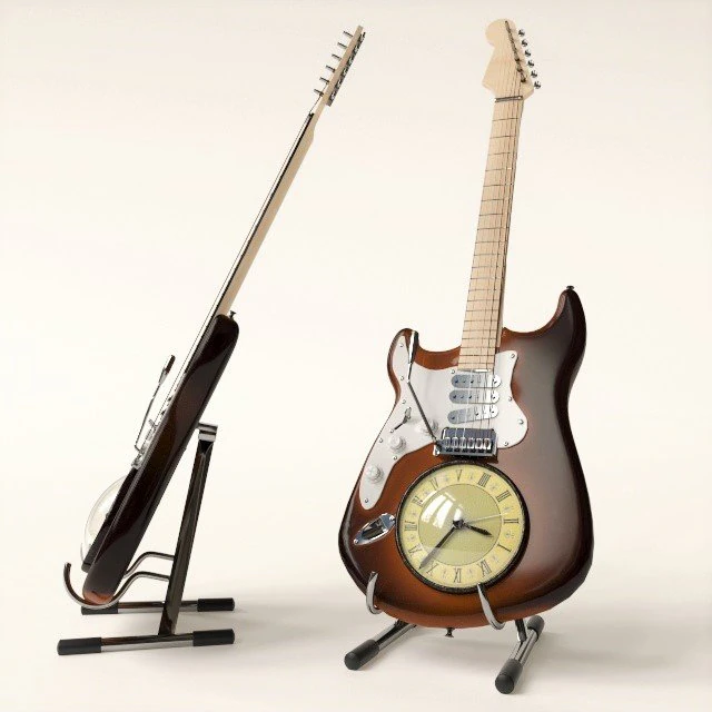 guitar clock 3D Model .c4d .max .obj .3ds .fbx .stl .blend 