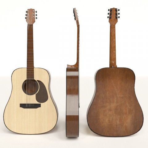 acustic guitar Modello 3D .c4d .max .obj .3ds .fbx .stl .blend